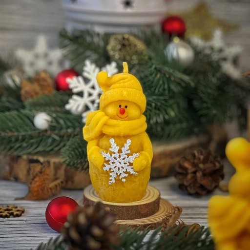 Свічка "Сніговик з сніжинкою"